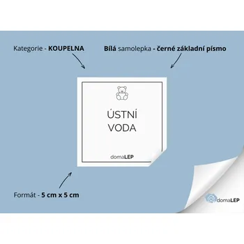 ÚSTNÍ VODA (DĚTSKÁ) - Samolepky, Nálepky a Štítky na lahvičky | DomaLEP tvar: ČTVEREC, barva: BÍLÁ - ČERNÉ písmo, velikost: š. 5 cm x v. 5 cm - základní písmo