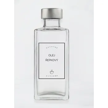 Papír Samolepka na láhev OLEJ ŘEPKOVÝ – průhledná, 6 x 8 cm, základní písmo