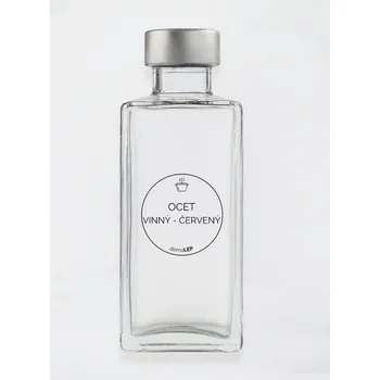 Samolepící etiketa Samolepka na láhev OCET VINNÝ - ČERVENÝ – průhledná, 5 cm, základní písmo