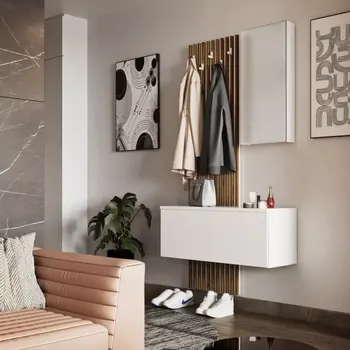 Předsíňová stěna Předsíňová sestava REBEKA - bílá/dub artisan - SLEVA 3% s kodem radost25