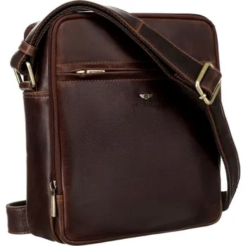 Pánská aktovka Dvouoddílová středně velká pánská kožená crossbody taška Peterson 8021 hnědá-W