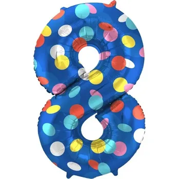 Balónek Balónek fóliový 86 cm barevné puntíky číslo 8