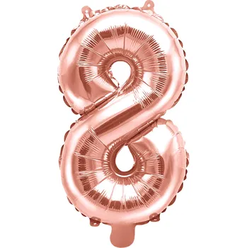 Balónek fóliový 35 cm rose gold číslo 8