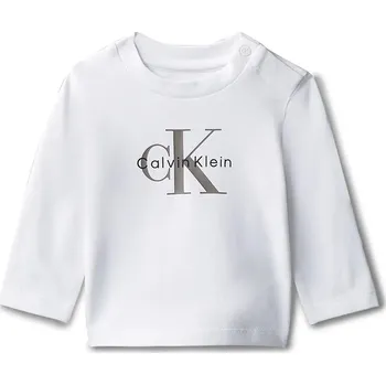 Dětské tričko s dlouhým rukávem Calvin Klein Jeans bílá barva, s potiskem, IN0IN00335 IN0IN00335.PPY2 00X, vel. 80
