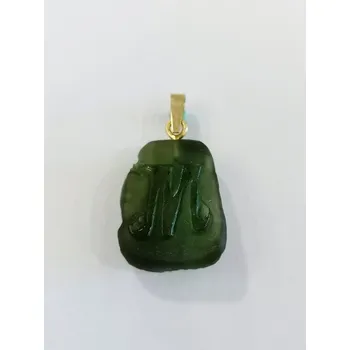 Přívěsek Vltavínový přívěšek M s ouškem ze žlutého zlata