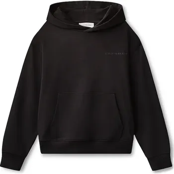 Chlapecká mikina Dětská bavlněná mikina Calvin Klein Jeans černá barva, s kapucí, s potiskem, IB0IB02618 IB0IB02618.116.PPY2 99X, vel. 116