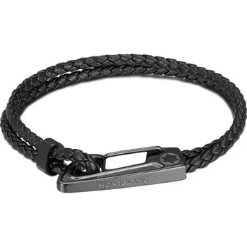 Náramek Pánský náramek s karabinou černá 21 cm