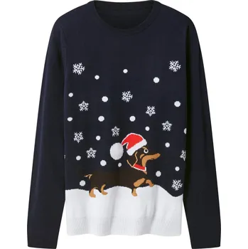 Dámský svetr esmara® Dámský vánoční svetr s LED efektem / s hudbou (navy modrá, XL(48/50))