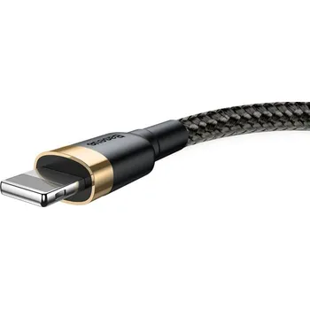 Datový kabel Baseus Cafule nabíjecí/datový kabel USB na Lightning 2,4A 1m, zlatá-černá CALKLF-BV1
