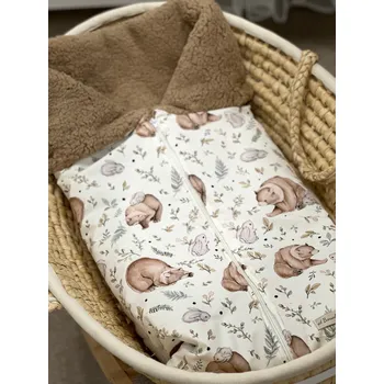 Fusak Jarní / podzimní fusak do kočárku - medvědi a zajíci s hnědým beránkem