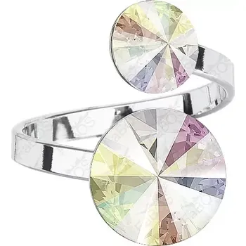 Prsten Swarovski Elements Rivoli vlepený krystal 8+12mm - Prsten bílý duhový 35050.1 Crystal AB (bílá, křišťálová, duhová, měňavá)
