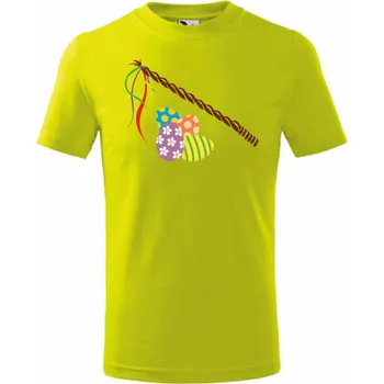 Pánské tričko ON-DESIGN Velikonoční TRIČKO S POMLÁZKOU a VEJCI Velikost: 158 cm/12 let, Barva: limetková