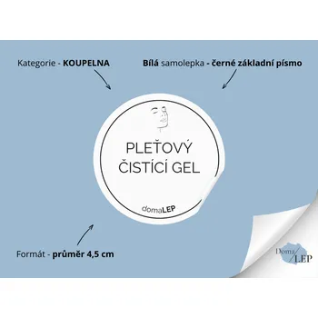 PLEŤOVÝ ČISTÍCÍ GEL - Samolepky, Nálepky a Štítky na lahvičky | DomaLEP tvar: KOLEČKO, barva: BÍLÁ - ČERNÉ písmo, velikost: Ø 4,5 cm - základní písmo