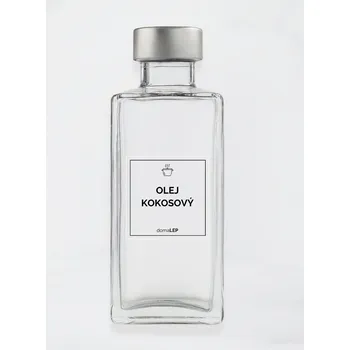 Samolepící etiketa Samolepka na láhev OLEJ KOKOSOVÝ – průhledná, 5 x 5 cm, tučné písmo