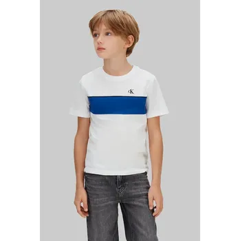 Chlapecké tričko Dětské bavlněné tričko Calvin Klein Jeans bílá barva, IB0IB02609 IB0IB02609.128.176.PPY2 00X, vel. 152