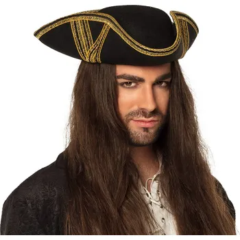 Pokrývka hlavy Klobouk Pirát černý se zlatým detailem
