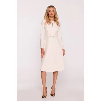 Dámské šaty Elegantní šaty s mašličkami Stylove S414 smetanové EU velikost: L