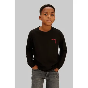 Chlapecké oblečení Dětské bavlněné tričko s dlouhým rukávem Calvin Klein Jeans IB0IB02614.128.176.PPY2 černá 99X, vel. 128