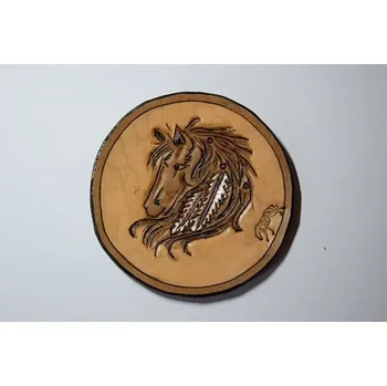 Podtácek Pivní kožený podtácek - kůň 3 (originální ruční výrobek ze Slovácka)