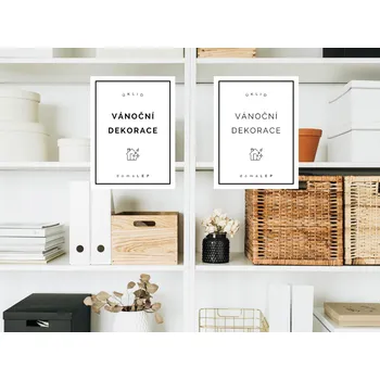 VÁNOČNÍ DEKORACE - organizační samolepky od DomaLEP tvar: OBDÉLNÍK, barva: BÍLÁ - ČERNÉ písmo, velikost: š. 6 cm x v. 8 cm – základní písmo