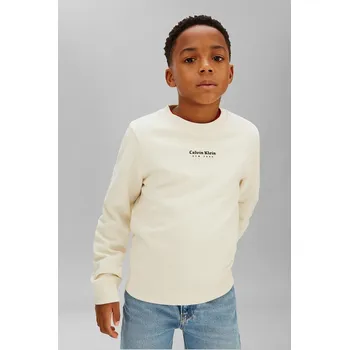 Chlapecká mikina Dětská bavlněná mikina Calvin Klein Jeans IB0IB02617.128.176.PPY2 béžová 12X, vel. 152