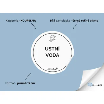 ÚSTNÍ VODA (ŽENA) - Samolepky, Nálepky a Štítky na lahvičky | DomaLEP tvar: KOLEČKO, barva: BÍLÁ - ČERNÉ písmo, velikost: Ø 5 cm - tučné písmo