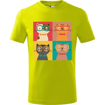 Chlapecké tričko DOBRÝ TRIKO Dětské tričko Čtyři kočky Velikost: 158/12 let, Barva: Limetková