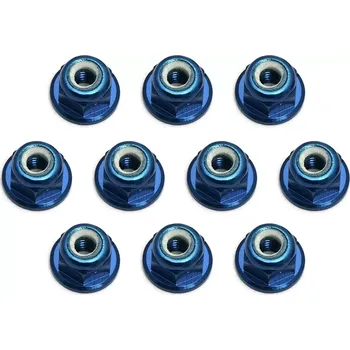 RC náhradní díl Associated FT samojistné Alu matky, 3mm, modré, 10 ks.