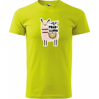 Pánská móda ON-DESIGN Tričko s NO PROB-LLAMA 2 Velikost: 158 cm/12 let, Barva: limetková