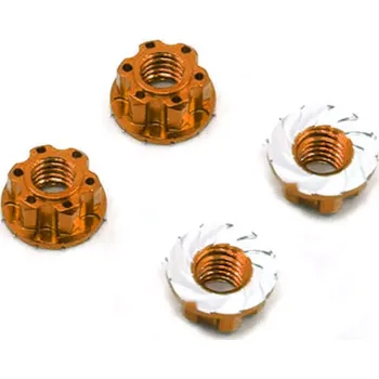 RC náhradní díl Yeah Racing Hliníkové matice kol Lock Nut 4ks - Oranžové