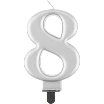 Dortová svíčka Svíčka dortová stříbrná číslo 8