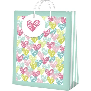 Dárková taška Dárková taška malá - Pastelová srdíčka (17,8 × 9,8 × 22,9 cm)