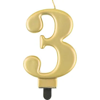 Dortová svíčka Svíčka dortová zlatá číslo 3