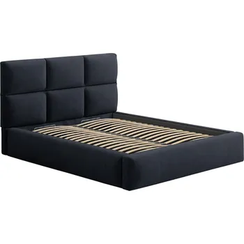 Postel Windsor & Co Tmavě modrá sametová dvoulůžková postel Libera 160 x 200 cm s úložným prostorem