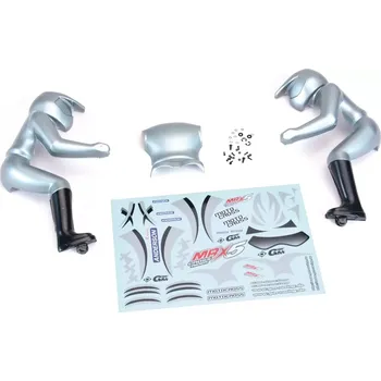 RC náhradní díl GM RACING Figurka jezdce včetně nálepek, stříbrná