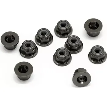 RC náhradní díl SWORKz hliníková samojistná matka M3 s integrovanou podložkou, černá, 10 ks.