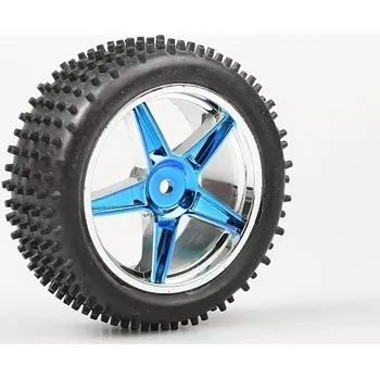 RC náhradní díl Himoto Gumy BUGGY komplet nalepené 1/10 - přední modrý chrom, 2ks.