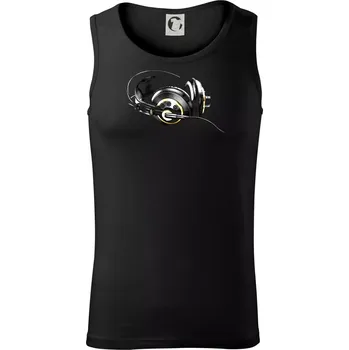 Pánské termoprádlo DJ sluchátka zlatá - Tílko pánské Core - M ( Černá )