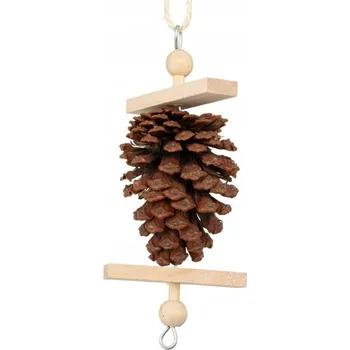 Hračka pro ptáka Panama Pet Hračka pro ptáky Mix dřeva s borovicovou šiškou