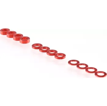 RC náhradní díl RUDDOG 3mm sada podložek červené (0.5mm/1.0mm/2.0mm)