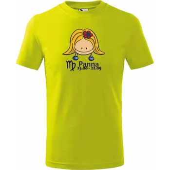 Dětské tričko znamení PANNA Velikost: 110 cm/4 roky, Barva: limetková