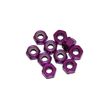 RC náhradní díl Ultimate Racing M4.alu samojistné matičky fialové (10 ks.)