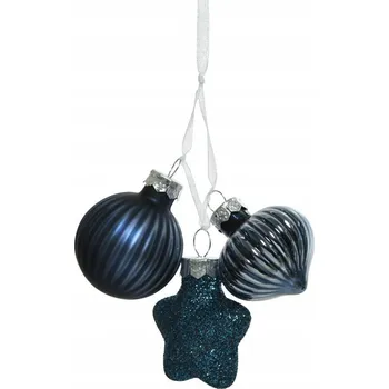 Vánoční dekorace Vánoční Vánoční baňky na stromeček , modré, sklo, 3 ks 4 cm