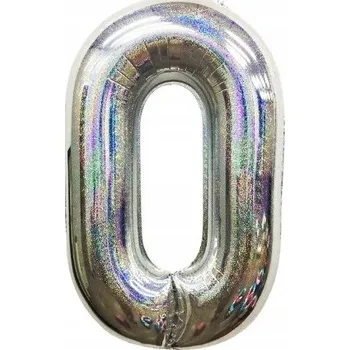 Balónek VELKÝ STŘÍBRNÝ BALÓN ČÍSLICE 0 K NAROZENINÁM