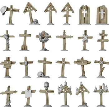Plastikový model 3D tištěná sada Zákopové dřevěné kříže 1:48-1:35 - dřevěné kříže 24 ks