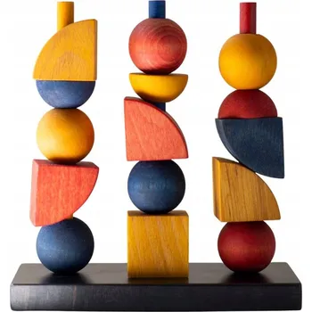 Dřevěná hračka Dřevěná skládačka stavebnice Montessori, dovednostní, barevná, ohrádka modernY