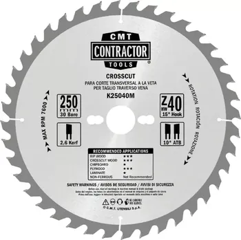 Pilový kotouč Pilový kotouč na dřevo, Masterpack - D216x2,4 d30 Z48 HW, 10ks, - K21648M-X10, CMT Contractor