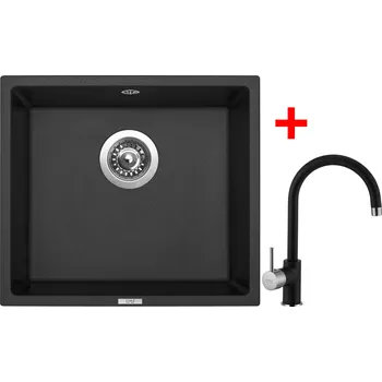 Granitový dřez Set Sinks FRAME 457 + baterie Barva: Černá granitová, Baterie: VITALIA GR, Označení: Granblack