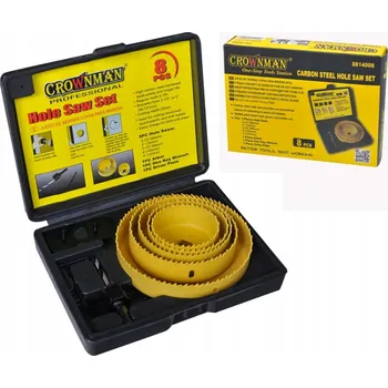 Vrták Korunkový Vrták Děrovky do dřeva karbonované s adaptérem, sada 8 kusů