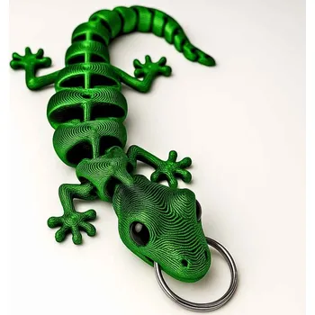 3D ještěrka přívěsek na klíče | Svíčkománie3D | Barva: Zeleno-černá lesklá